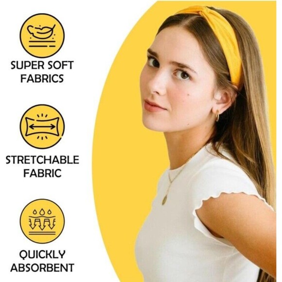 Women's Fabric Headbands, Front Knot Multi Color Soft Hair Accessories Boho Yoga - Picture 3 of 7